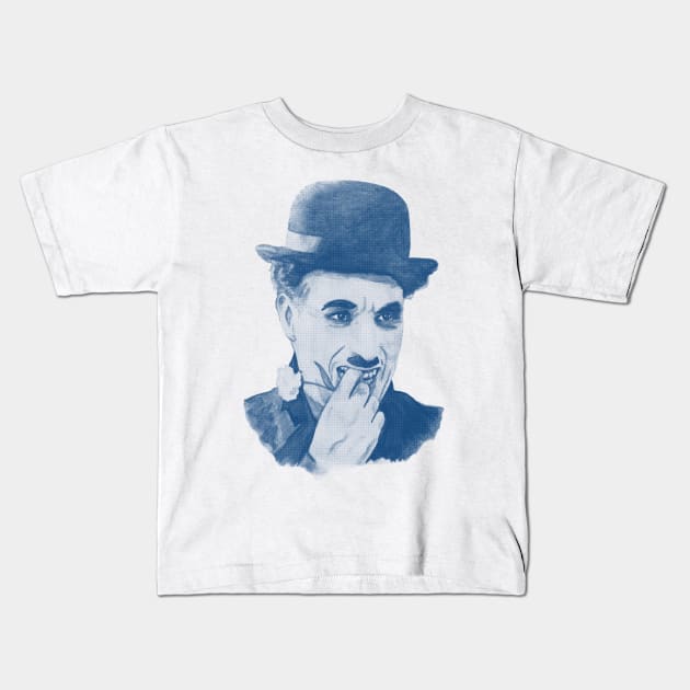 Chaplin blue Kids T-Shirt by rakelittle